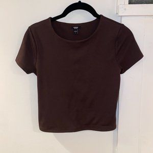 Express Body Contour Cropped Shirt, Size S